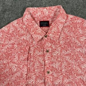 UNTUCKit Shirt X‎ Large Terlan Red Leaf Print Button Up Linen Mens